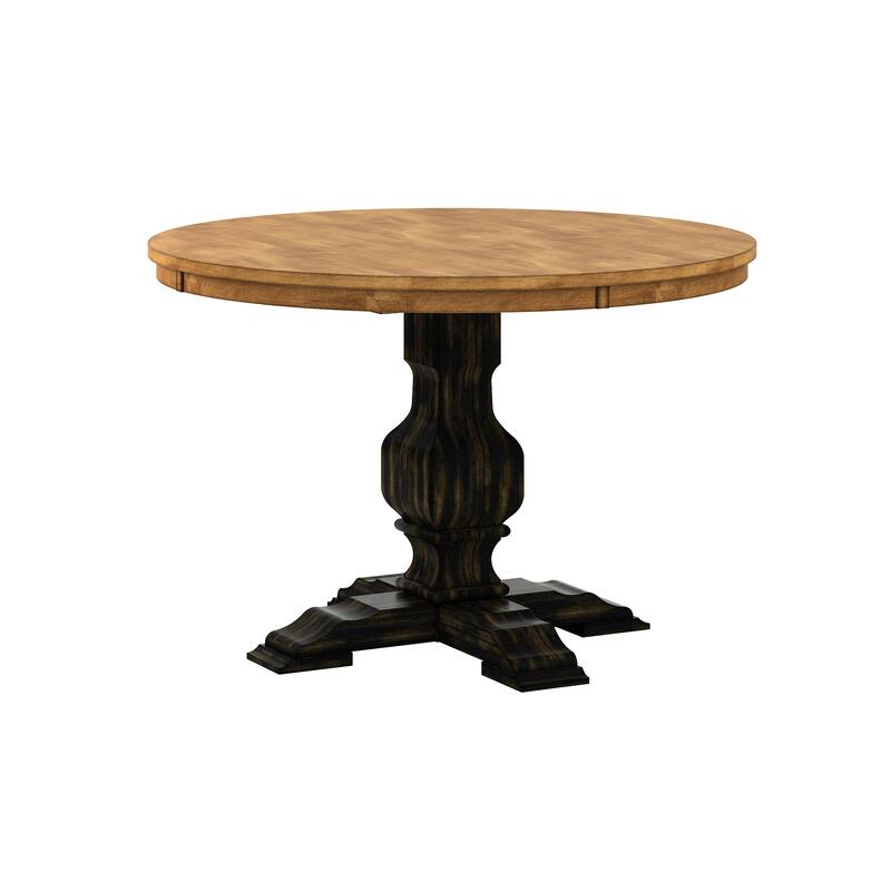 Eleanor Black Round Solid Wood Top 5-Piece Dining Set - French Ladder Back by iNSPIRE Q Classic