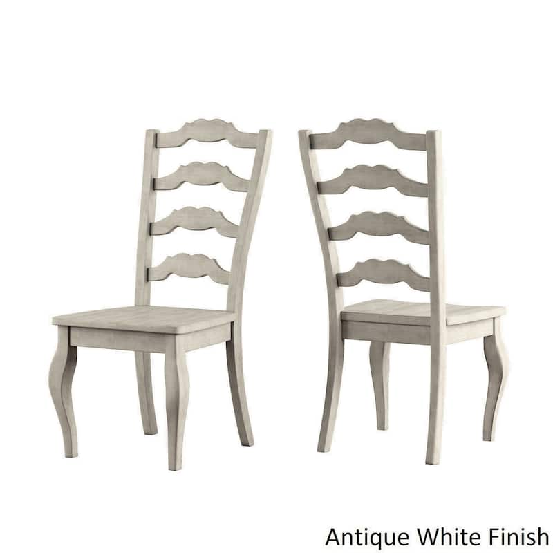 Eleanor Black Round Solid Wood Top 5-Piece Dining Set - French Ladder Back by iNSPIRE Q Classic