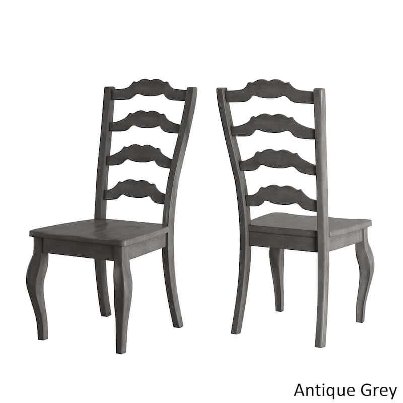 Eleanor Black Round Solid Wood Top 5-Piece Dining Set - French Ladder Back by iNSPIRE Q Classic - Antique Black Table - Antique Grey Chairs