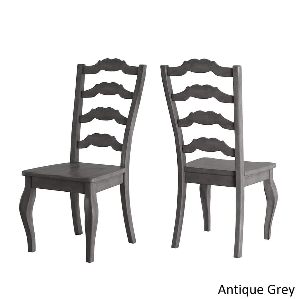 Eleanor Black Round Solid Wood Top 5-Piece Dining Set - French Ladder Back by iNSPIRE Q Classic