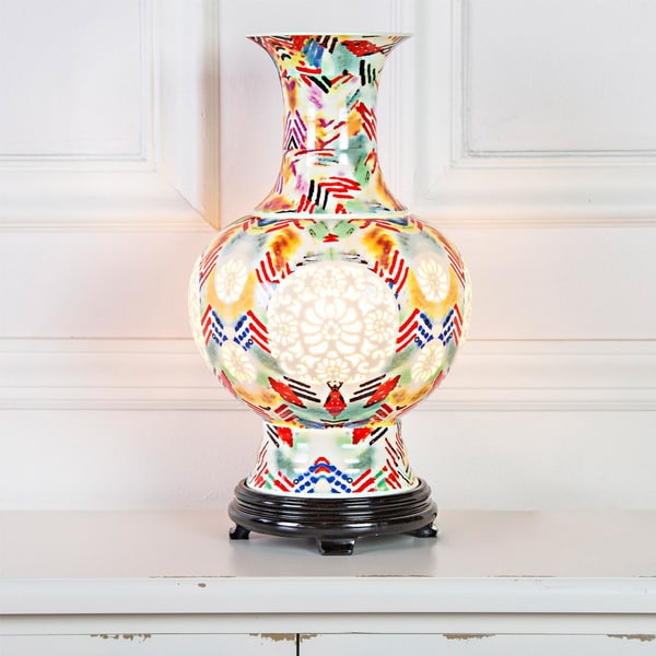 River of Goods Poetic Wanderlust by Tracy Porter Signature Roxy Foxy Print Ceramic Vase Table Lamp