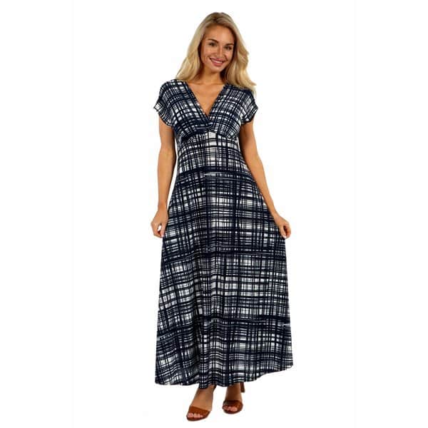 24/7 Comfort Apparel Contemporary Crosscut Maxi Dress | Overstock.com ...