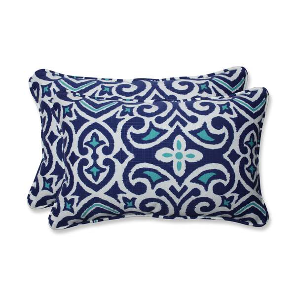 Pillow Perfect Outdoor/ Indoor New Damask Marine Rectangular Throw