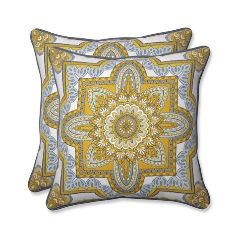 Pillow Perfect Outdoor/ Indoor Malacca Yellow/Gray 18.5-inch Throw Pillow (Set of 2)