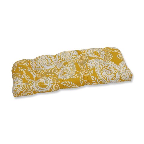 Pillow Perfect Outdoor/ Indoor Addie Egg Yolk Wicker Loveseat Cushion