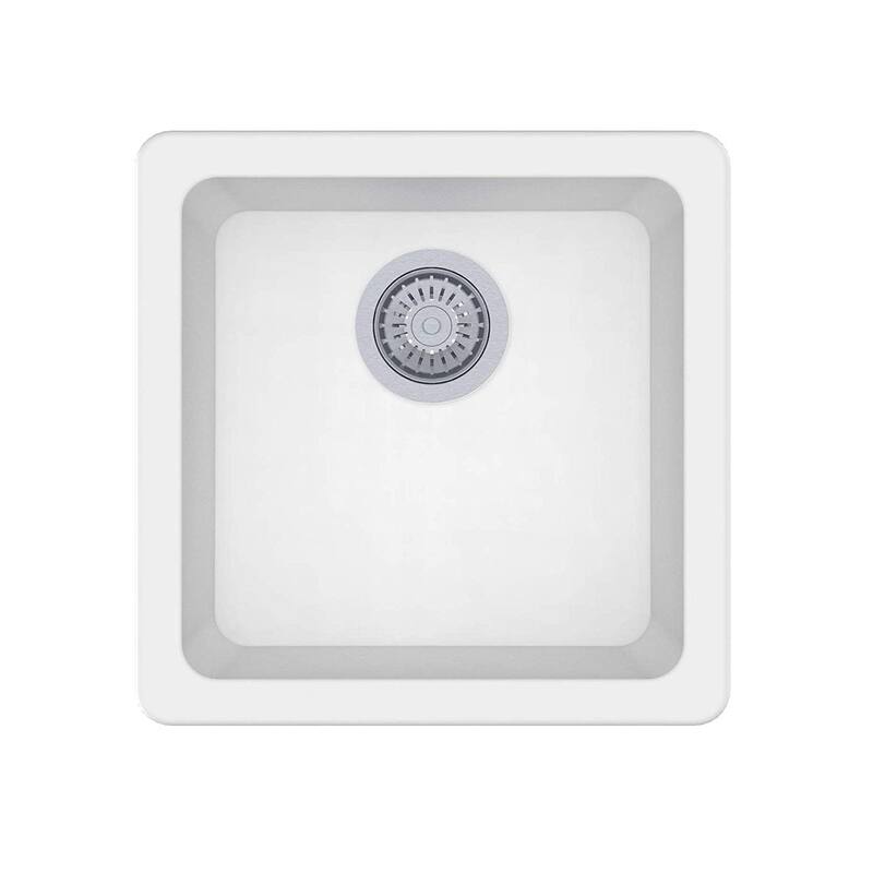 Winpro Granite Quartz Single Bowl Dual Mount Bar Sink - White