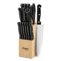 Oster Huxford 14 Piece Stainless Steel Cutlery Set with Wooden Block -  Triple Riveted Handles, Full Tang, Brown Finish in the Cutlery department  at