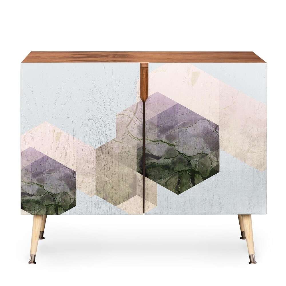 DENY Designs  Emanuela Wood Geometric-patterned Credenza (Purple)