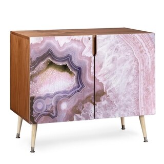 Deny Designs  Pale Pink Agate Wood Credenza (3 Leg Options) (tapered wood)
