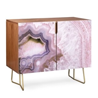 Deny Designs  Pale Pink Agate Wood Credenza (3 Leg Options) (gold aston)