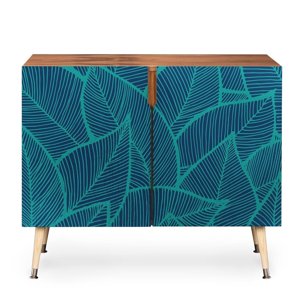 DENY Designs Deny Designs Arcturus Blue Green Leaves Credenza (Blue)