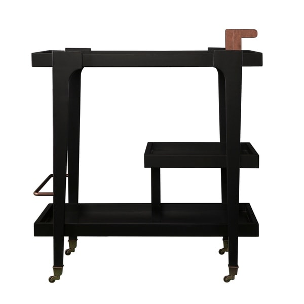 SEI Furniture Zhori Mid Century Modern 3-Tier Faux Wood Bar Cart
