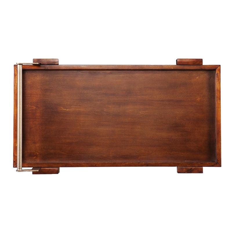 SEI Furniture Zhori Mid Century Modern 3-Tier Faux Wood Bar Cart with Sleek Metal Details and Ample Storage Space