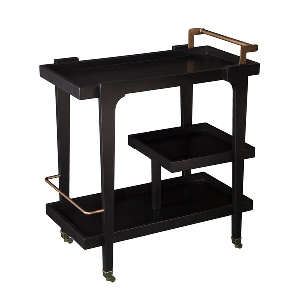 SEI Furniture Zhori Mid Century Modern 3-Tier Faux Wood Bar