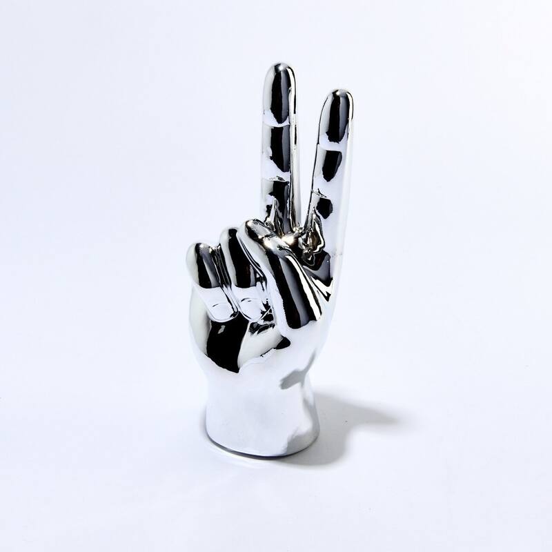 Interior Illusions Plus Silver Peace Sign Table Top - 8" tall