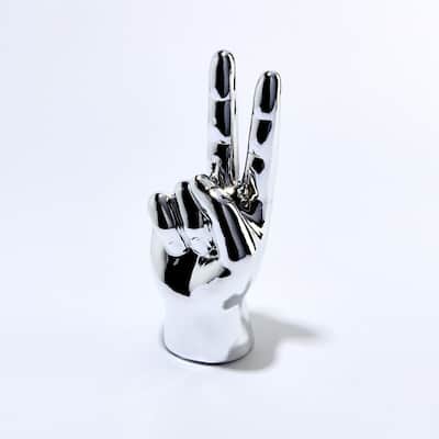 Interior Illusions Plus Silver Peace Sign Table Top - 8" tall