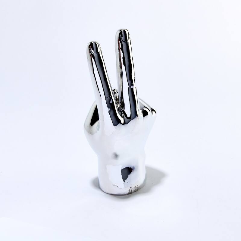 Interior Illusions Plus Silver Peace Sign Table Top - 8" tall