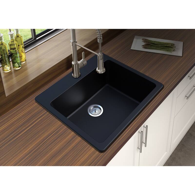 Winpro Granite Quartz 25 x 22" x 9-1/2 Single Bowl Dual Mount Sink