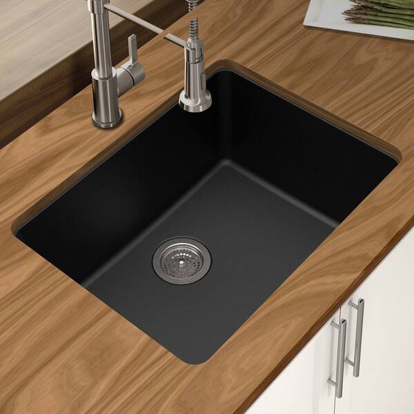Shop Winpro Black Granite Quartz 25 X 18 1 2 X 9 1 2 Single Bowl