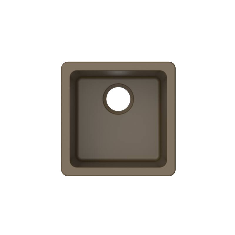 Winpro Mocha Granite Quartz 16.644x 16.644"x 8 Single Bowl Dual Mount Bar Sink