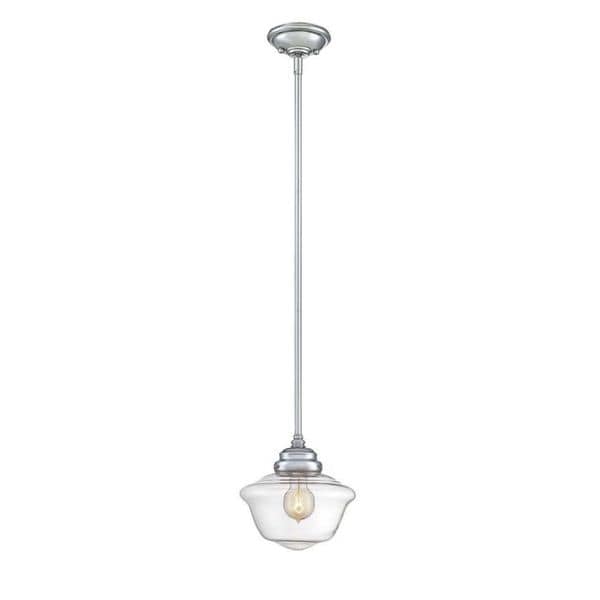 School House 1 Light Polished Chrome Mini Pendant With Clear School House 1 Light Polished Chrome Mini Pendant With Clear Gl