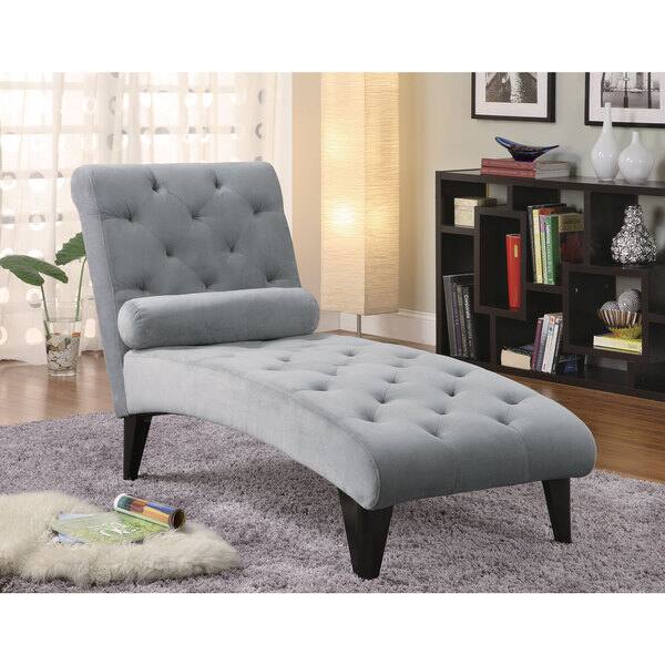 Shop Velour Grey Chaise Lounge Chair 27 50 X 64 X 51 On