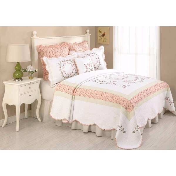 Peking Handicraft Claire Floral Cotton Bedspread (Shams Sold Separately)