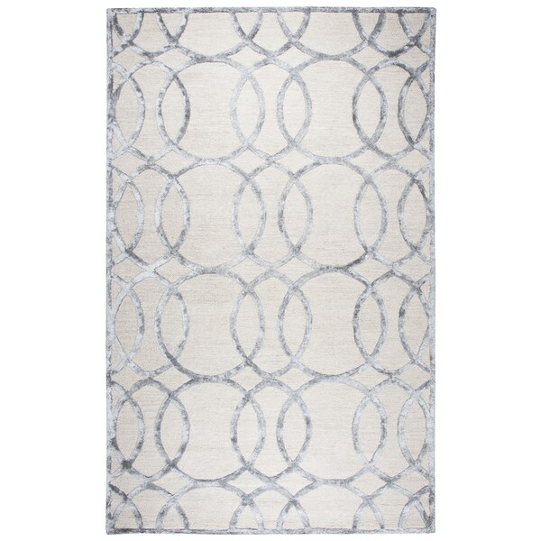Hand Tufted Monroe Cream Geometric Wool And Viscose Rug 3 X Hand Tufted Monroe Cream Geometric Wool And Viscose Rug