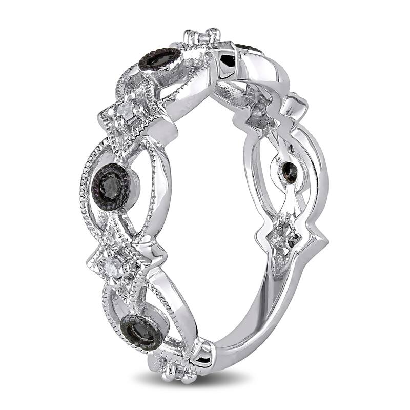 Miadora Sterling Silver 1/6ct TDW Black and White Diamond Ring