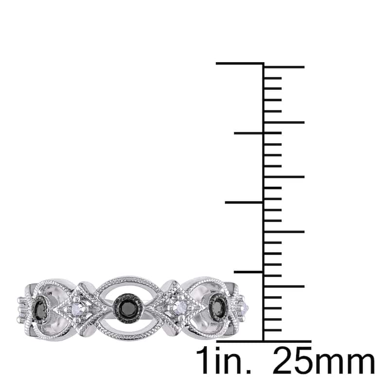 Miadora Sterling Silver 1/6ct TDW Black and White Diamond Ring