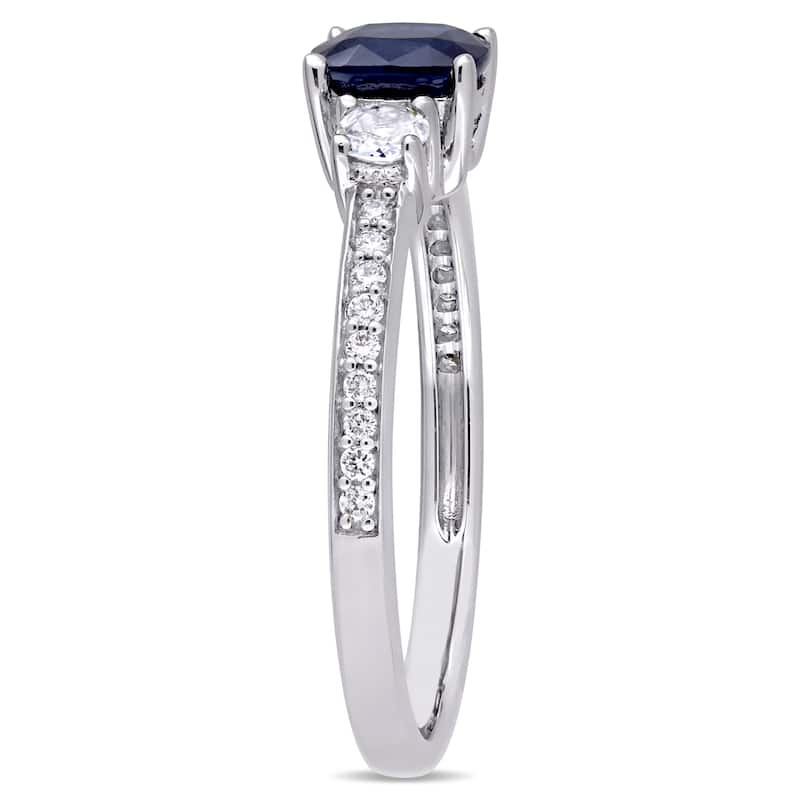 Miadora Birthstone Blue and White Sapphire 1/10ct TDW Diamond Engagement Ring 14k White Gold
