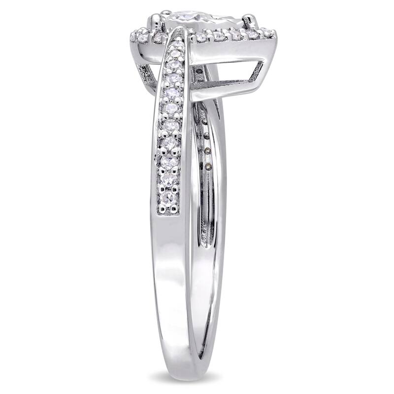 Miadora Sterling Silver 1/3ct TDW Diamond Teardrop Halo Engagement Ring - White