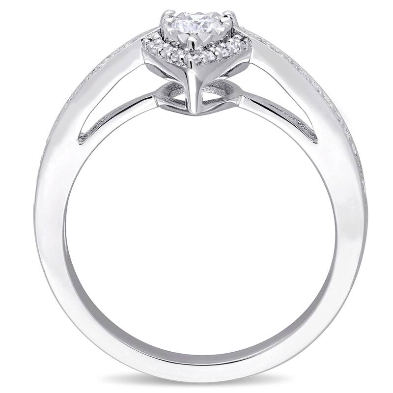 Miadora Sterling Silver 1/3ct TDW Diamond Teardrop Halo Engagement Ring - White