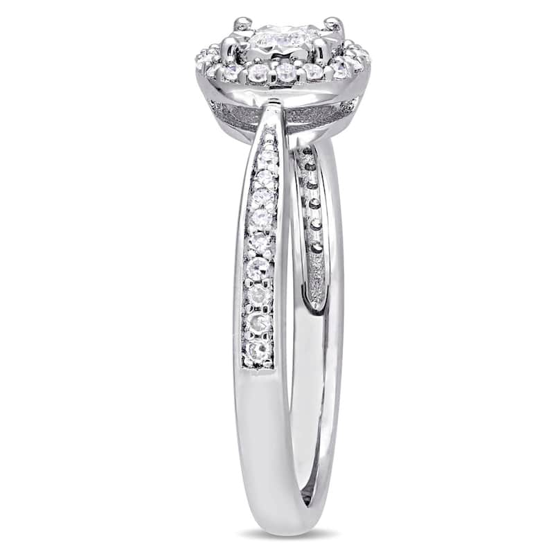 Miadora Sterling Silver 1/3ct TDW Diamond Halo Engagement Ring