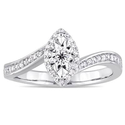 Miadora Sterling Silver 1/4ct TDW Diamond Bypass Style Engagement Ring - White