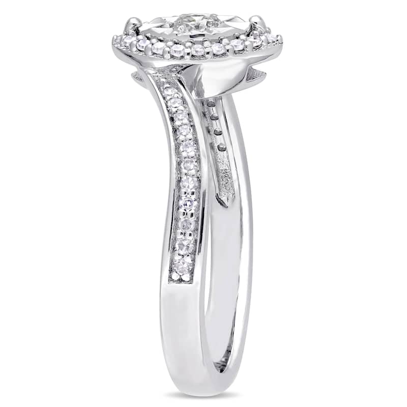 Miadora Sterling Silver 1/4ct TDW Diamond Bypass Style Engagement Ring - White