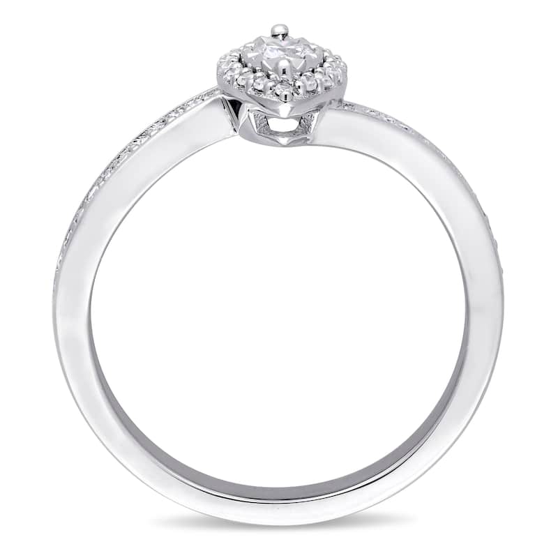 Miadora Sterling Silver 1/4ct TDW Diamond Bypass Style Engagement Ring - White