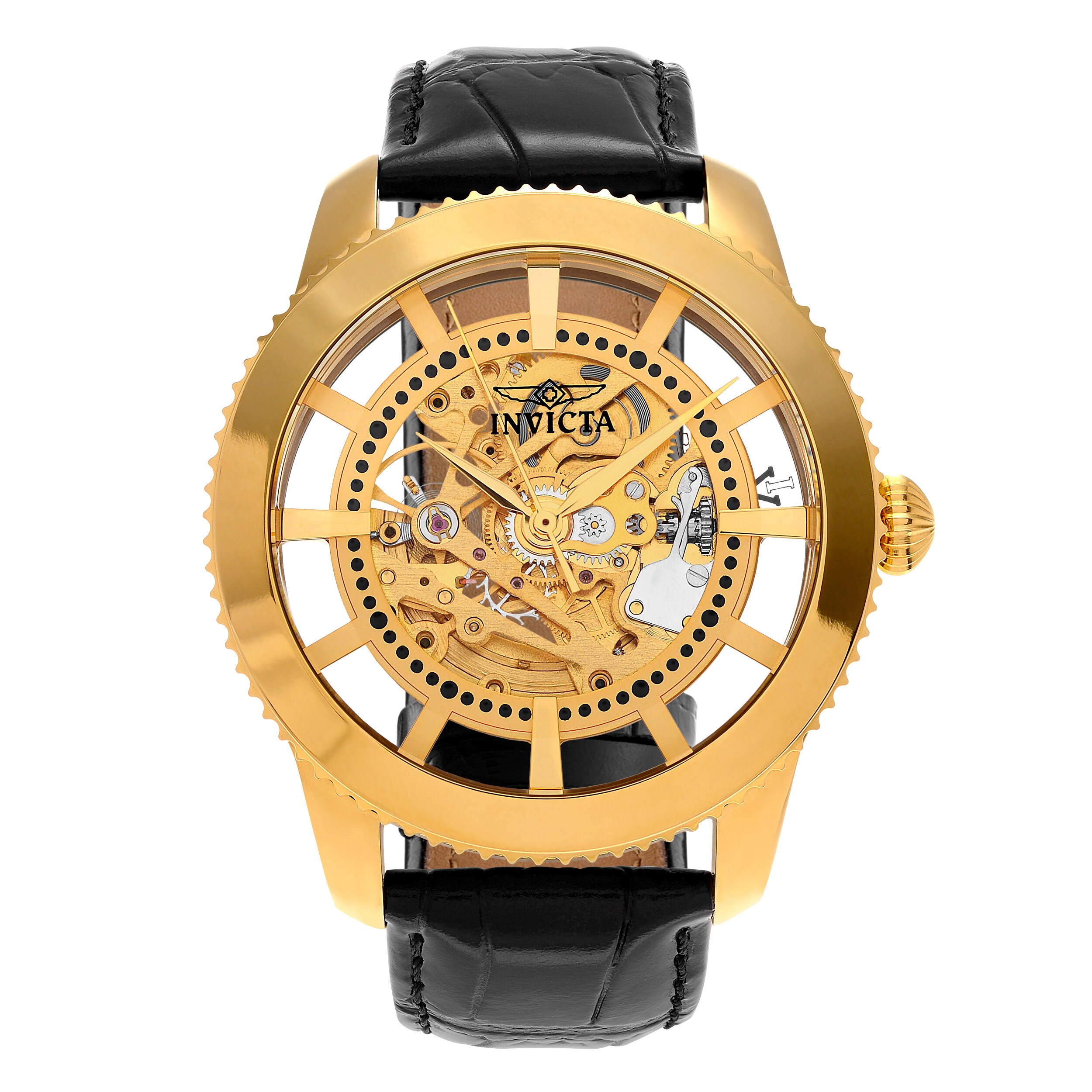 invicta black skeleton watch