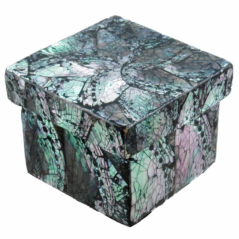 Shimmering Shells Square Box with Lid - 3"