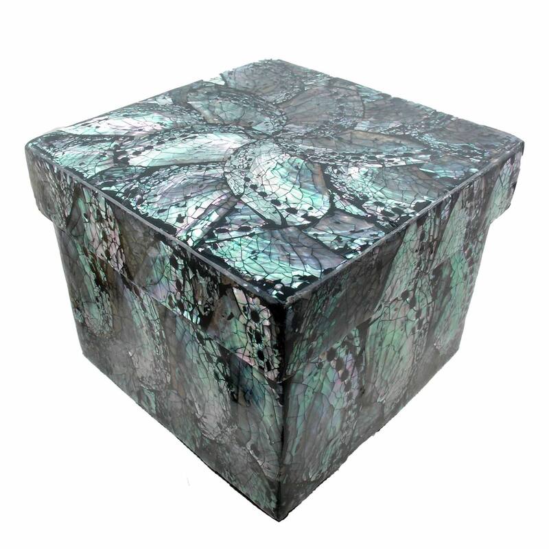Shimmering Shells Square Box with Lid - 5"