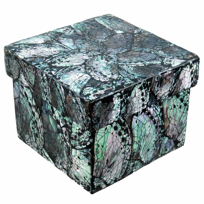 Shimmering Shells Square Box with Lid - 4"