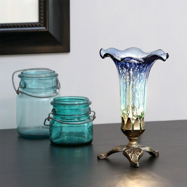 River of Goods Tracy Porter Poetic Wanderlust Blue Ombre Meadowlark Mercury Glass 8.25-inch Lily Accent Lamp