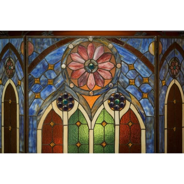 Romanstyle Stained Glass Cathedral Fireplace Screen Bed Bath