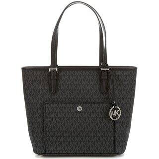 Michael Kors Handbags Our Best Clothing Shoes Deals Online Michael Kors Jet Set Signature Black And Silver Pvc Large Top Zip Snap Pocket