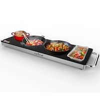 NutriChef PKWTR40 Electric Warming Tray / Food Warmer with Non-Stick Heat-Resistant Glass Plate