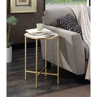 slide 1 of 1, Convenience Concepts Gold Coast Faux Marble Round End Table