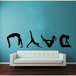 Shop Exercise Girl Meditation Gym Pilates Sport Woman Vinyl Sticker Home Wall Art Nursery Room Sticker Decal Size 44x70 Color Black Overstock 14654595