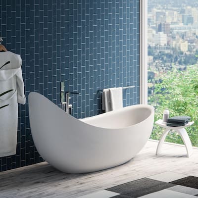 Hialeah 79 Inch Relaxing, Reclining, Deep Soaking Acrylic Tub, White