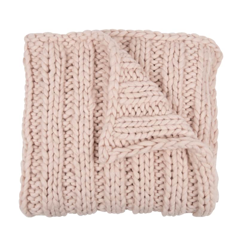 Kate and Laurel Chunky Knit Throw - Light Rose