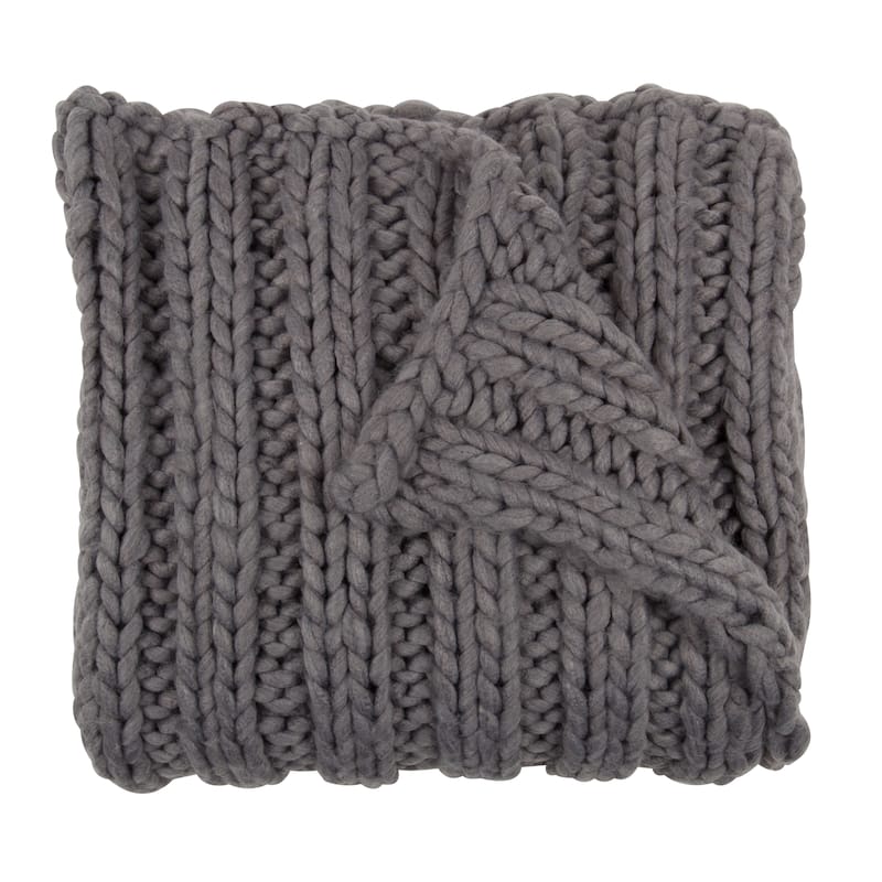 Kate and Laurel Chunky Knit Throw - Grey